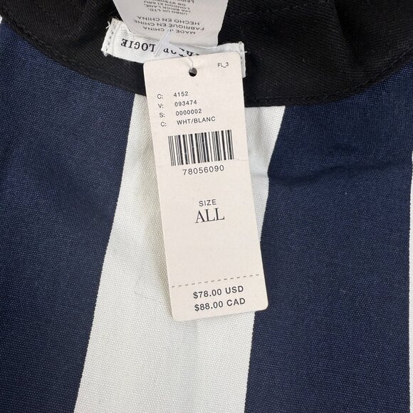 Anthropologie Oversized Stripe Hat Navy White Wide Brim One Size NWT - Picture 6 of 8